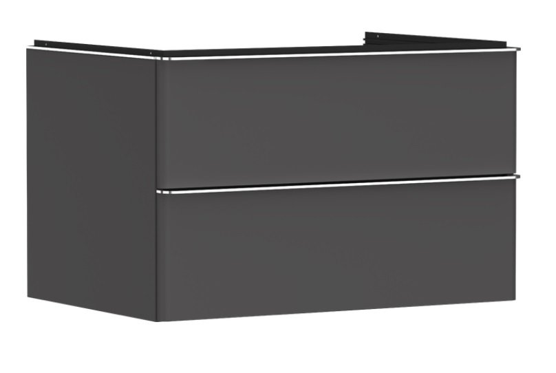 Тумба під раковину підвісна Hansgrohe Xelu Q 78х55 см МДФ сірий матовий ручка хром 54075000