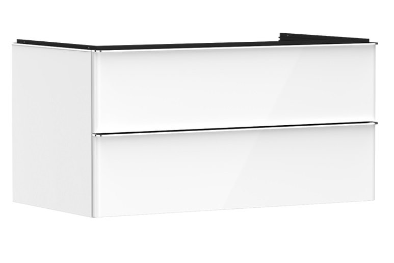 Тумба під раковину підвісна Hansgrohe Xelu Q 98х55 см МДФ глянсовий білий ручка хром 54078000