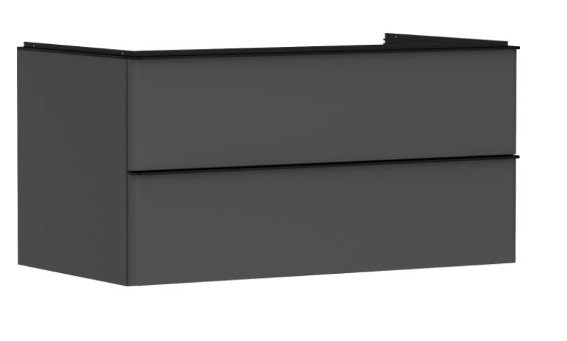 Тумба під раковину підвісна Hansgrohe Xelu Q 98х55 см МДФ матовий сірий ручка чорний матовий 54079670