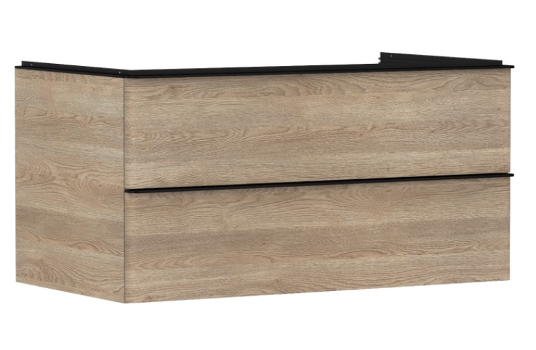 Тумба під раковину Hansgrohe Xelu Q 98х55 см МДФ натуральний дуб ручка матовий чорний 54080670