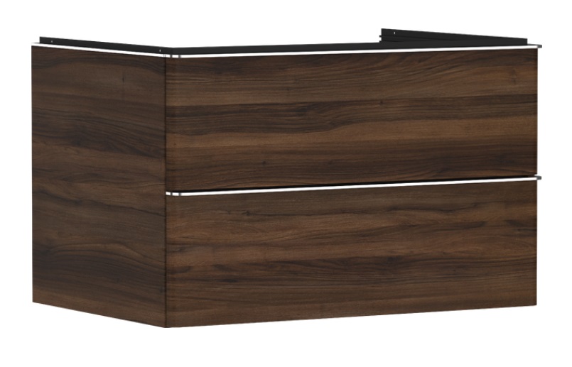 Тумба під раковину підвісна Hansgrohe Xelu Q 78х55 см МДФ темний горіх ручка хром 54077000