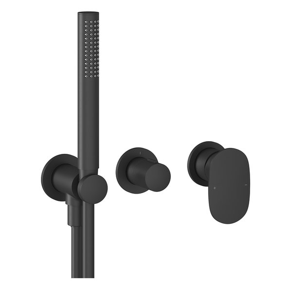 Змішувач для душу Ravak Spring SG 065.00+S із душовим набором чорний матовий X070553