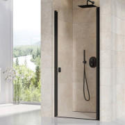 Душевая дверь Ravak Chrome CSD1-80 распашная профиль черный стекло transparent 0QV40300Z1