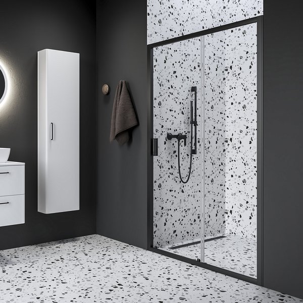 Душевая дверь Ravak Blix II NBLDP2-110 раздвижная профиль черный стекло transparent 0PMD0300Z1