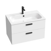 Тумба под раковину подвесная Ravak SD Chrome II 800 ДСП/МДФ белый черная ручка X000001746