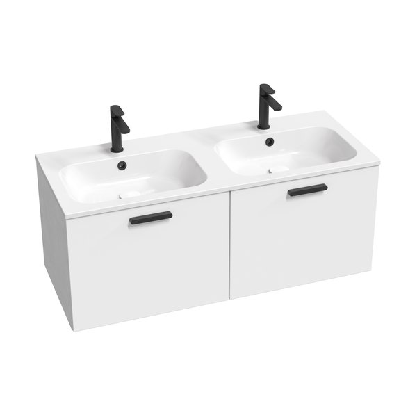 Тумба під подвійну раковину Ravak SD Chrome II 1200 ДСП/МДФ білий чорна ручка X000001747