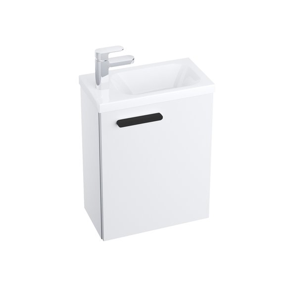 Тумба під раковину підвісна Ravak SD Chrome II 400 ДСП/МДФ білий чорна ручка X000001750