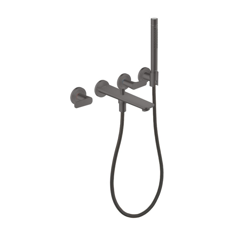 Смеситель для ванной Hansgrohe Axor Citterio C настенный с душевым гарнитуром матовый черный хром 49481340