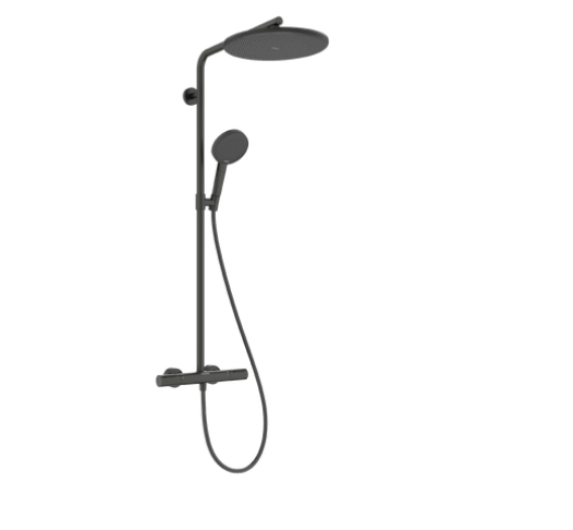 Душевая система Hansgrohe Raindance Alive S Puro Showerpipe 300 1jet EcoSmart+ с термостатом матовый черный хром 24594340