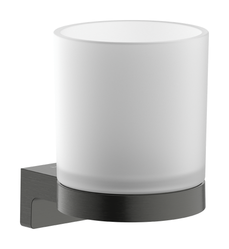 Стакан для зубных щеток Hansgrohe AddStoris S на держателе стекло/металл матовый черный хром 41769340