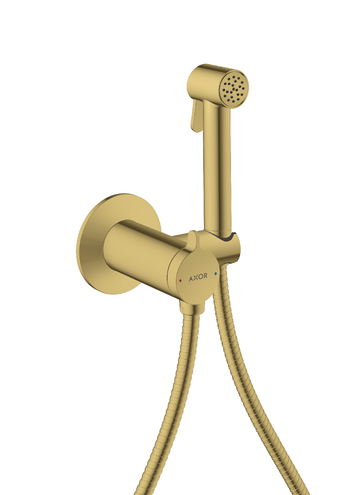 Гигиенический душ Hansgrohe Axor 1jet для смешанной воды со шлангом и держателем полированное золото 29242990