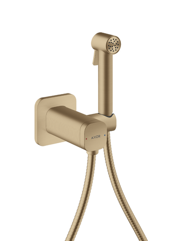 Гігієнічний душ Hansgrohe Axor 1jet для змішаної води зі шлангом та тримачем матова бронза 29243140