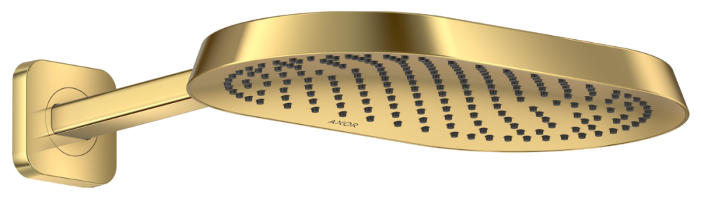 Верхній душ Hansgrohe Axor ShowerSphere 1jet 370х220 мм із кронштейном поліроване золото 39748990