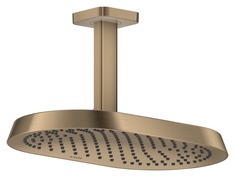 Верхній душ Hansgrohe Axor ShowerSphere 370х220 мм 1 режим EcoSmart із стельовим під'єднанням матова бронза 39761140