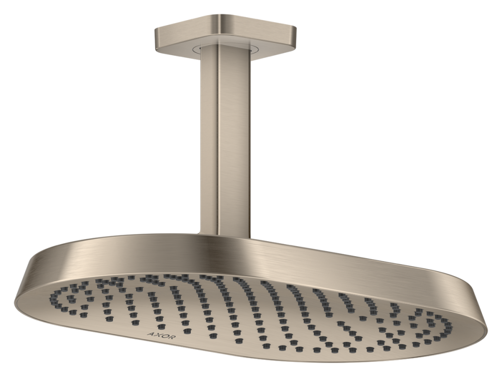 Верхний душ Hansgrohe Axor ShowerSphere 370х220 мм 1 режим EcoSmart с потолочным подсоединением матовый никель 39761820