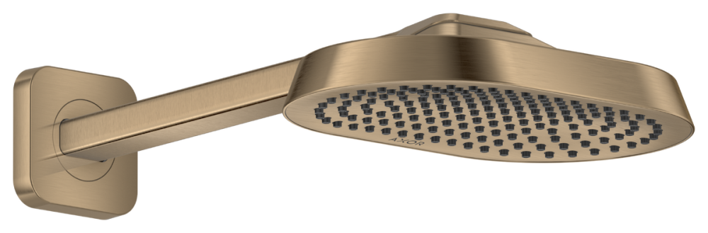 Верхній душ Hansgrohe Axor ShowerSphere 1jet EcoSmart+ 250х160 мм із кронштейном матова бронза 39770140