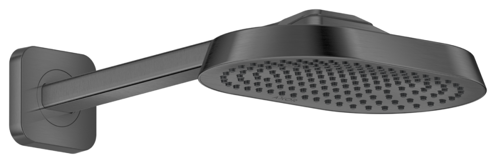 Верхній душ Hansgrohe Axor ShowerSphere 1jet EcoSmart+ 250х160 мм з кронштейном матовий чорний хром 39770340