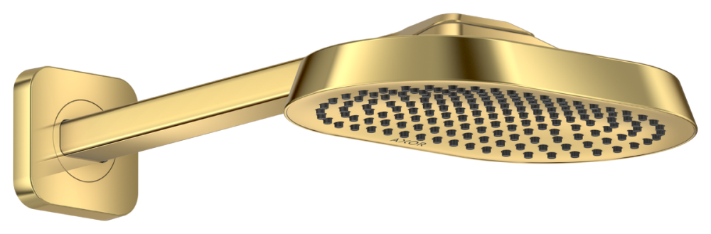Верхній душ Hansgrohe Axor ShowerSphere 1jet EcoSmart 250х160 мм із кронштейном поліроване золото 39755990