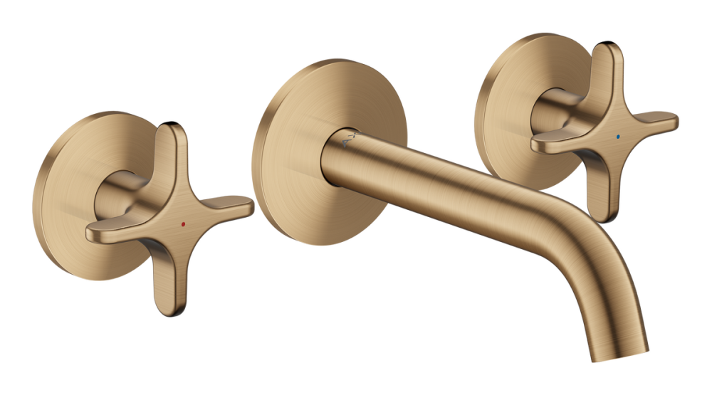 Змішувач для раковини Hansgrohe Axor One настінний на 3 отвори матова бронза 48130140