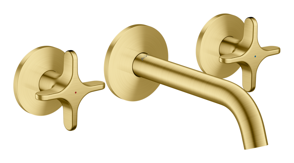 Змішувач для раковини Hansgrohe Axor One настінний на 3 отвори матова латунь 48130950