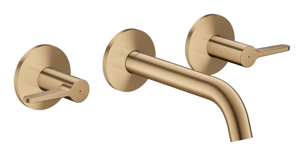 Змішувач для раковини Hansgrohe Axor One настінний на 3 отвори матова бронза 48150140