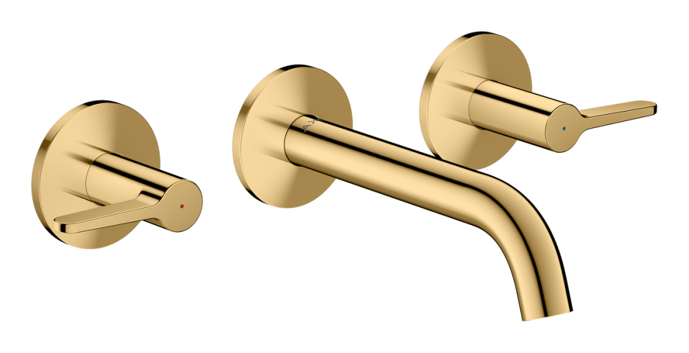 Змішувач для раковини Hansgrohe Axor One настінний на 3 отвори поліроване золото 48150990