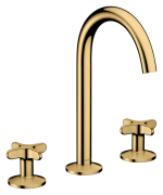 Змішувач для раковини Hansgrohe Axor One на 3 отвори з донним клапаном поліроване золото 48040990