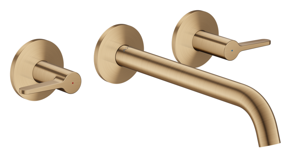 Змішувач для раковини Hansgrohe Axor One настінний на 3 отвори матова бронза 48160140