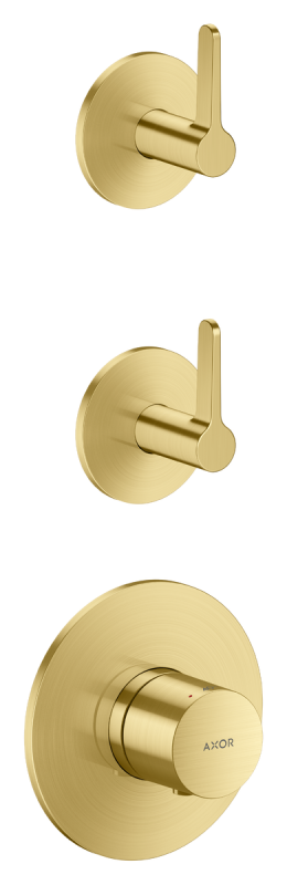 Термостат для душу Hansgrohe Axor One вбудований 2 споживача матова латунь 48722950