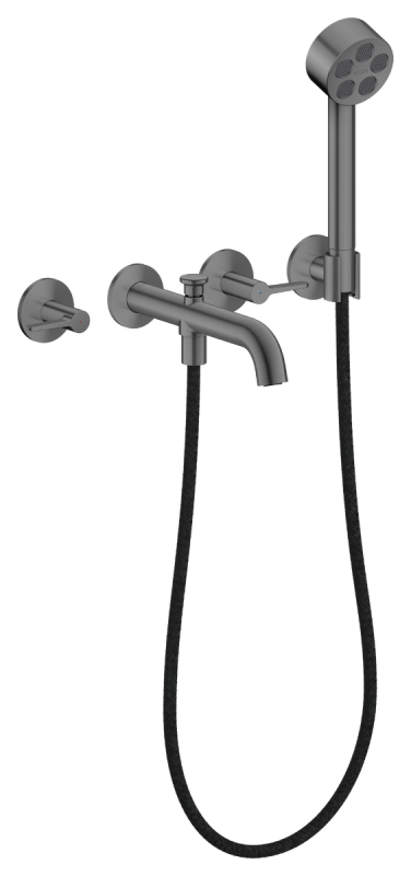 Змішувач для ванної Hansgrohe Axor One настінний з душовим гарнітуром матовий чорний хром 48444340