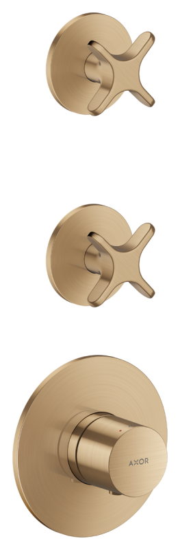 Термостат для душу Hansgrohe Axor One вбудований 2 споживача матова бронза 48712140