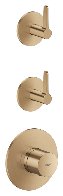 Термостат для душу Hansgrohe Axor One вбудований 2 споживача матова бронза 48722140