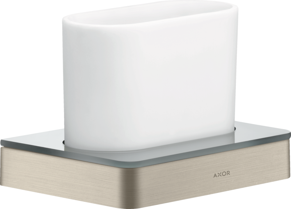 Склянка для зубних щіток Hansgrohe Axor Universal Softsquare метал/скло матовий нікель 42834820