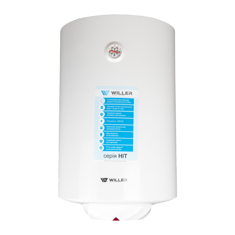 Бойлер Willer EV80R-HIT вертикальный 80 л мокрый ТЭН белый 92234