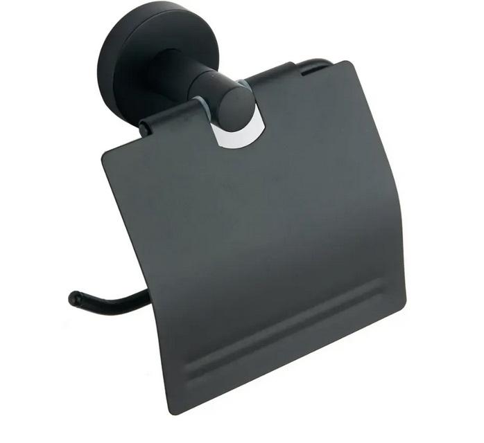 Тримач для туалетного паперу VBI Venus із кришкою метал чорний VBI-040013BL