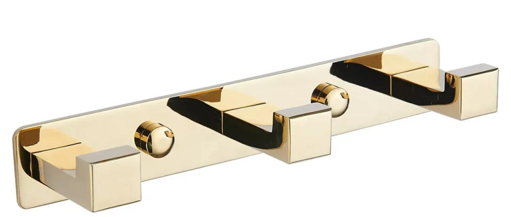 Гачок для ванної VBI Quadro потрійний латунь золото VBI-049703GL