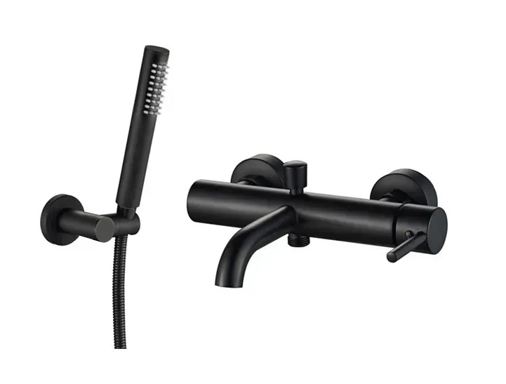 Смеситель для ванной VBI Milano с душевым гарнитуром черный VBI-050106BL