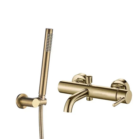 Смеситель для ванной VBI Milano с душевым гарнитуром матовое золото VBI-050106BG