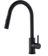 Смеситель для кухни VBI Flusso однорычажный с выдвижной лейкой черный VBI-055000BL