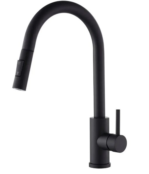 Смеситель для кухни VBI Flusso однорычажный с выдвижной лейкой черный VBI-055000BL