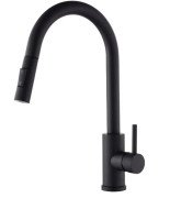 Смеситель для кухни VBI Flusso однорычажный с выдвижной лейкой черный VBI-055000BL