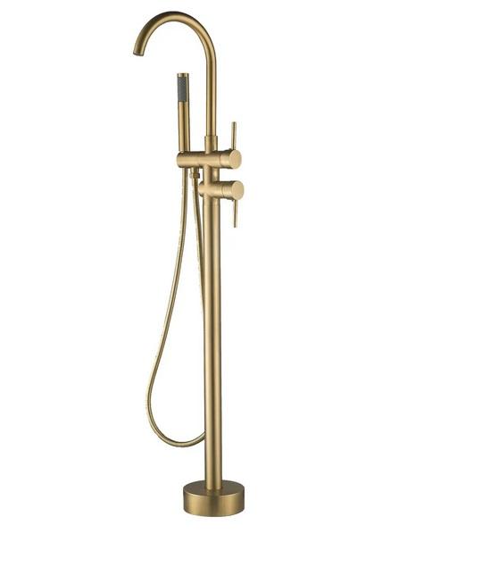 Змішувач для ванної кімнати VBI Milano підлоговий з душовим гарнітуром матове золото VBI-050108BG