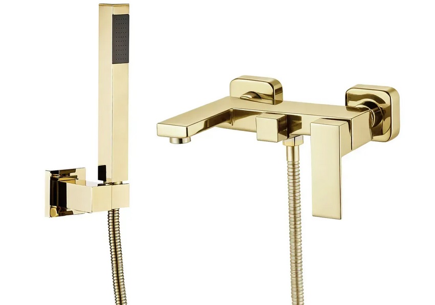 Змішувач для ванної кімнати VBI Loreno з душовим гарнітуром золото VBI-050206GL