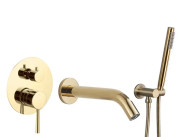 Смеситель для ванной VBI Milano скрытого монтажа с душевым гарнитуром золото VBI-050107GL