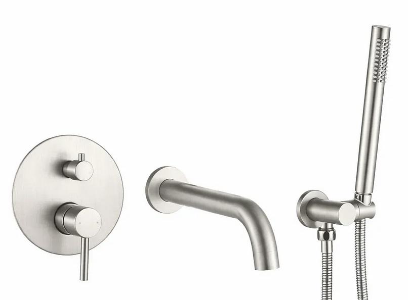 Змішувач для ванної кімнати VBI Milano прихованого монтажу з душовим гарнітуром нікель VBI-050107NI