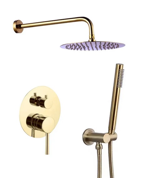 Душевая система скрытого монтажа VBI Milano со смесителем золото VBI-050109GL