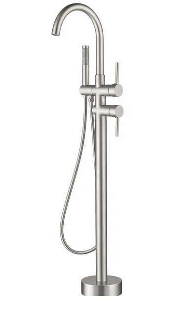 Змішувач для ванної кімнати VBI Milano підлоговий з душовим гарнітуром нікель VBI-050108NI