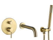 Змішувач для ванної кімнати VBI Milano прихованого монтажу з душовим гарнітуром матове золото VBI-050107BG