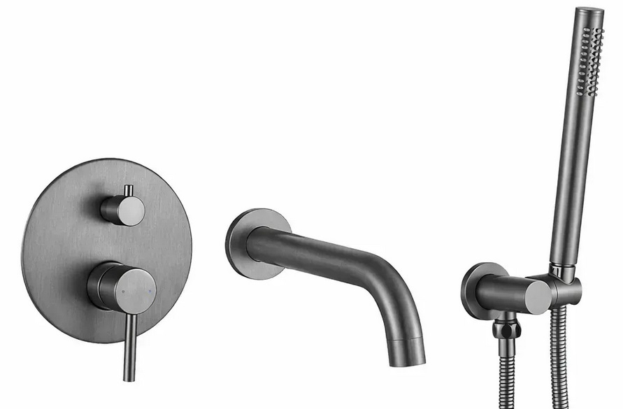Змішувач для ванної кімнати VBI Milano прихованого монтажу з душовим гарнітуром графіт VBI-050107GR