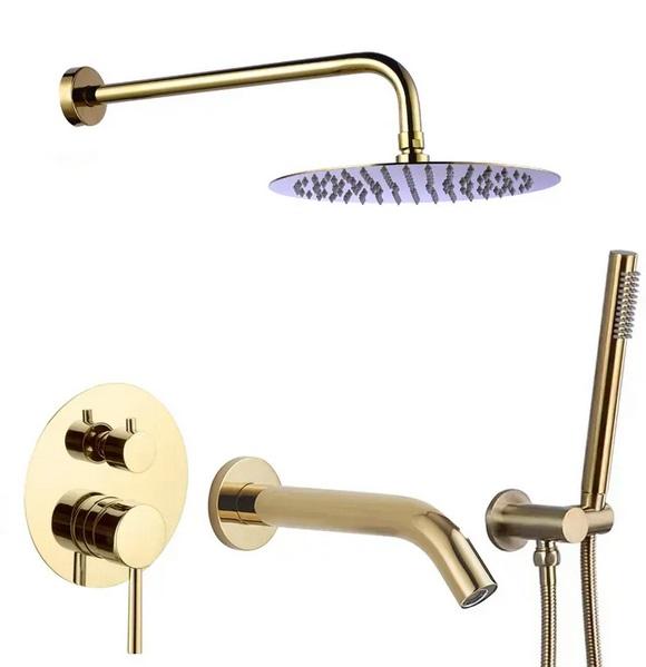 Душевая система скрытого монтажа VBI Milano со смесителем золото VBI-050110GL